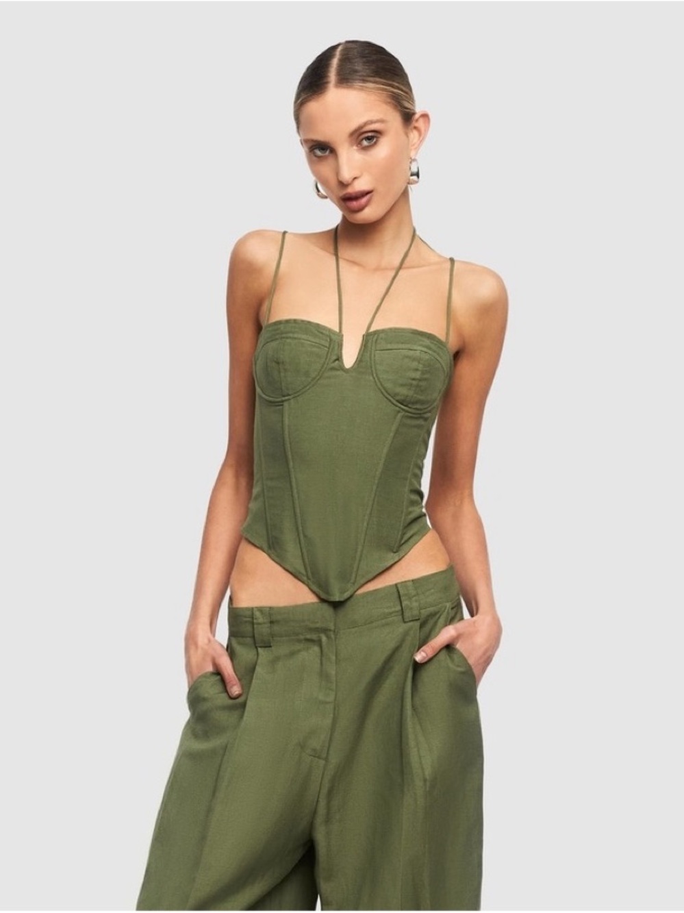 Lioness Olive Green Corset Top